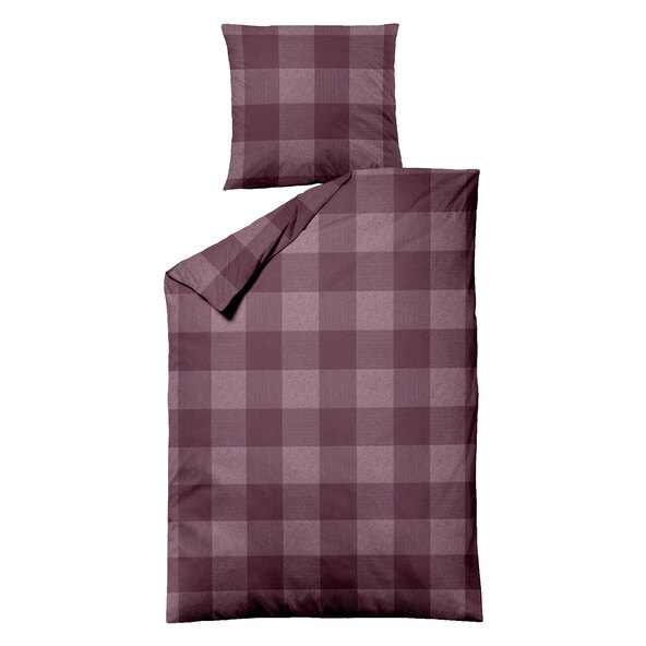 Bettwäsche Jacquard-Feinbiber, 155 x 220 + 80/80 cm, Karo bordeaux