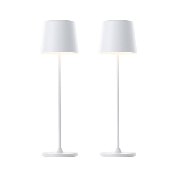 LED-Akku-Tischleuchte Kaami, 2er-Set, weiß matt