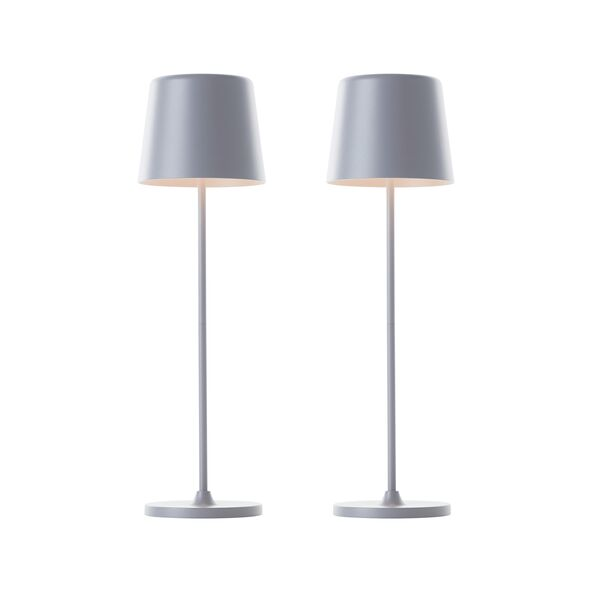 LED-Akku-Tischleuchte Kaami, 2er-Set, grau matt