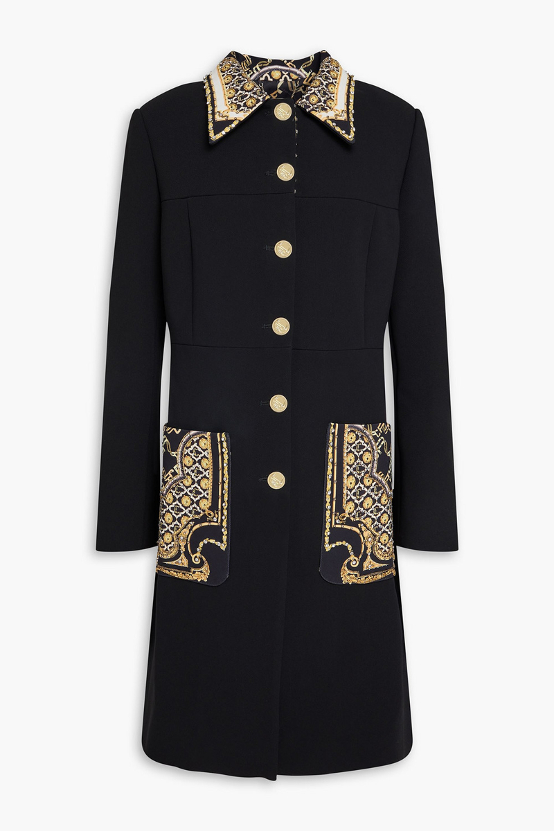 camilla - embellished twill coat - black - s