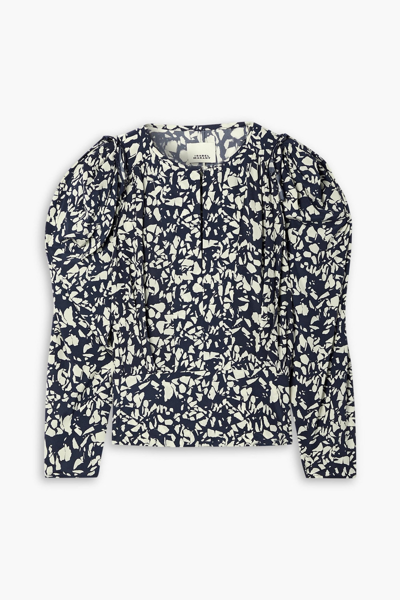 isabel marant - zarga printed stretch-silk crepe de chine blouse - black - fr 40