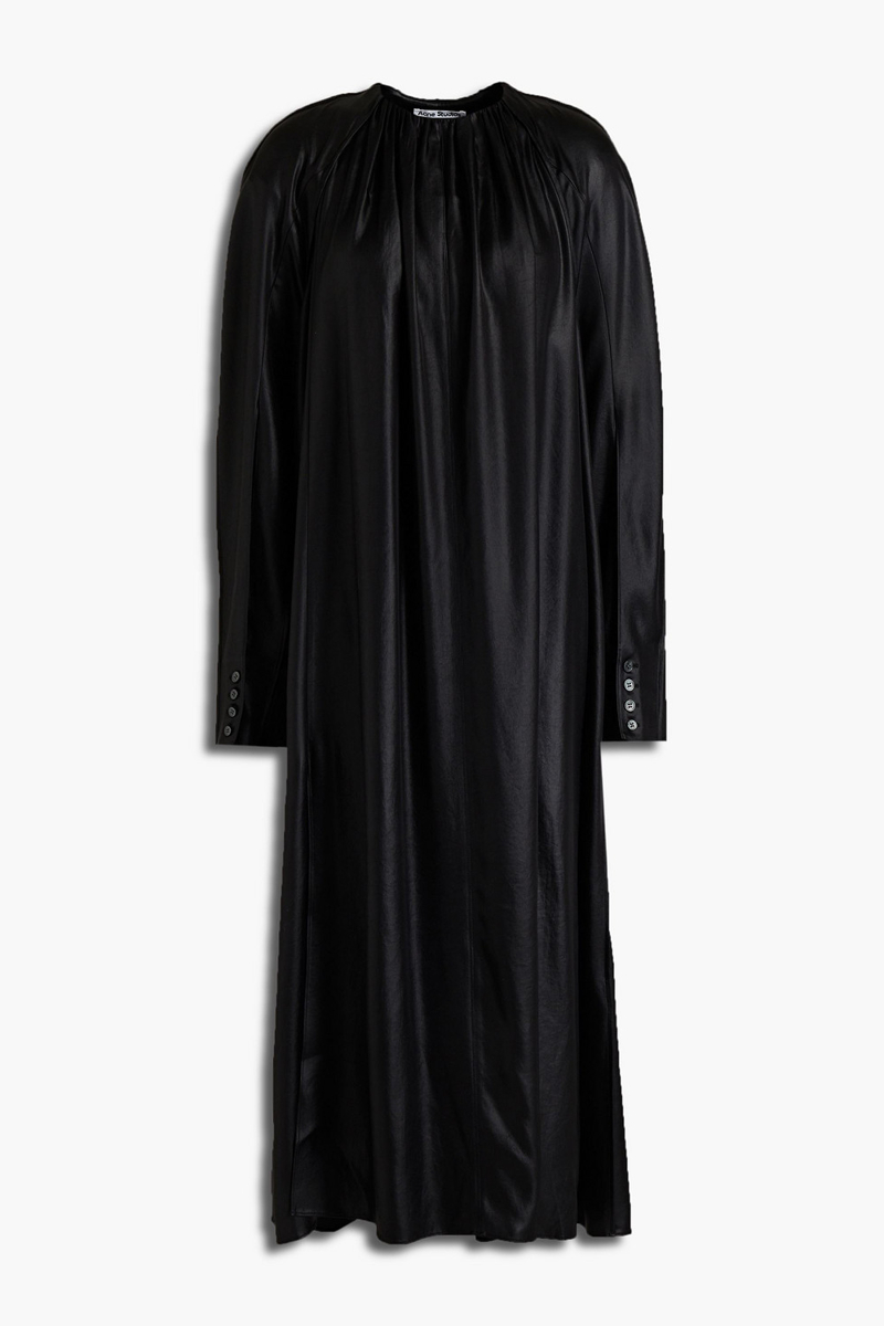 Acne Studios - Gathered satin midi dress - Black - DE 38
