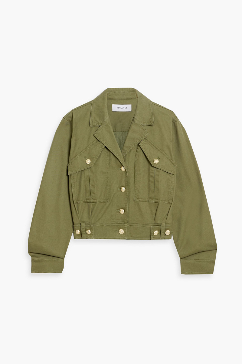 derek lam 10 crosby - celinora cotton-blend twill jacket - green - xs