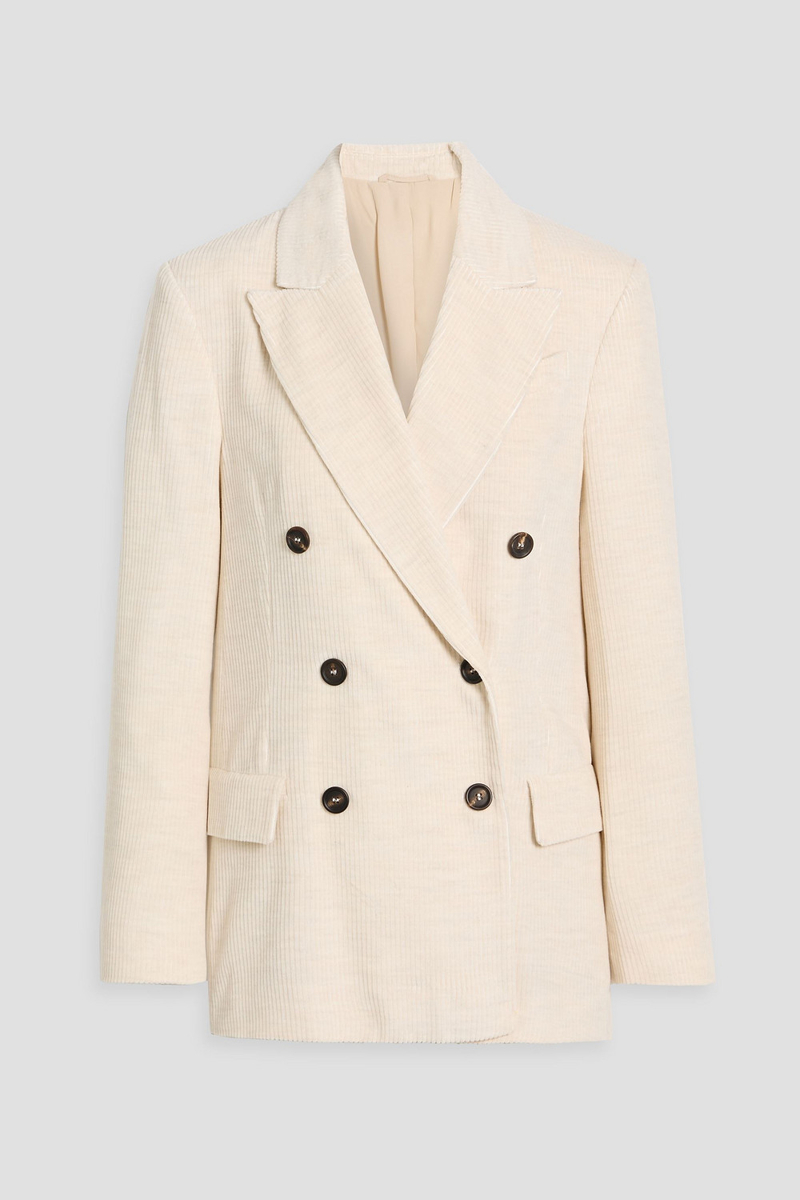 brunello cucinelli - double-breasted corduroy blazer - white - it 36