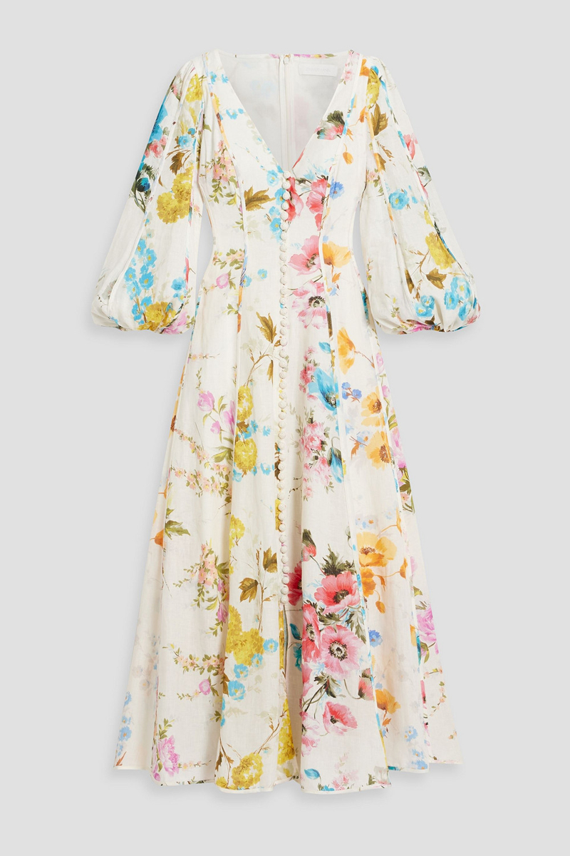 zimmermann - floral-print linen maxi dress - white - 00