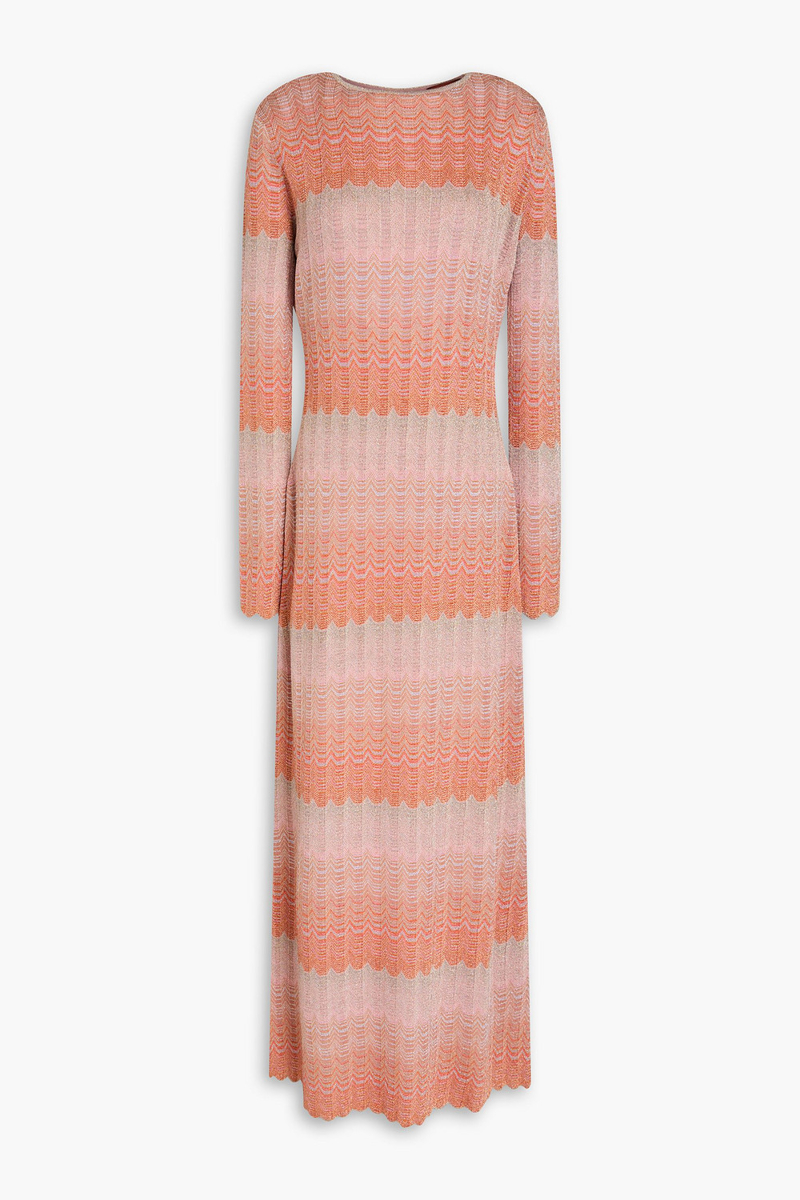 missoni - cutout metallic crochet-knit maxi dress - pink - it 38