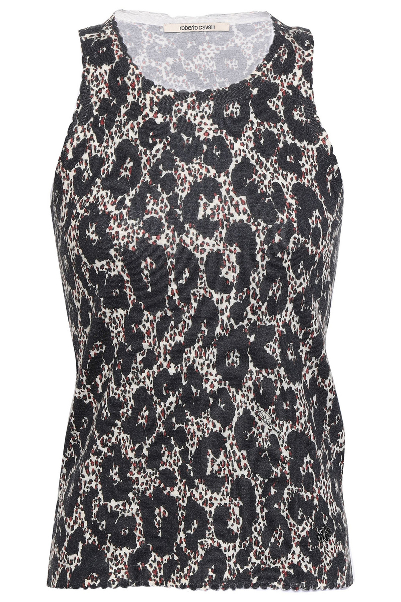 Roberto Cavalli - Leopard-print knitted tank - Black - IT 38