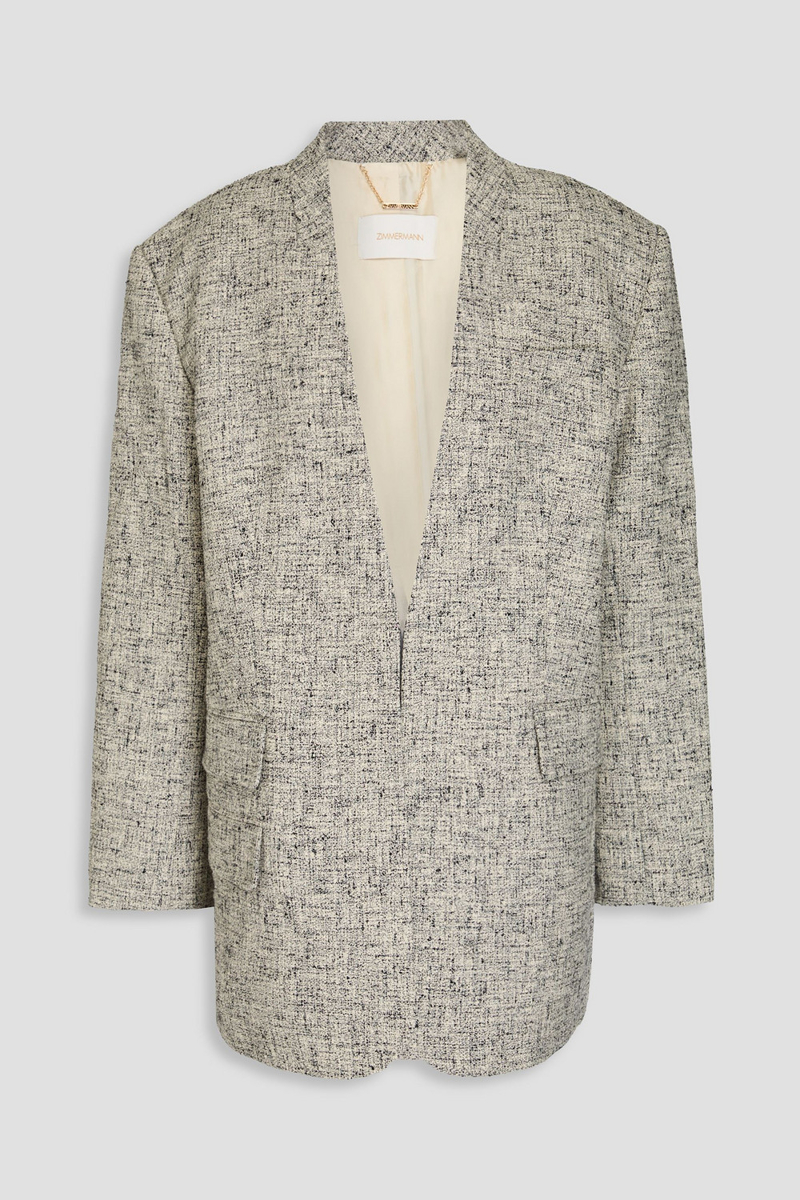 zimmermann - linen-blend tweed blazer - white - 00