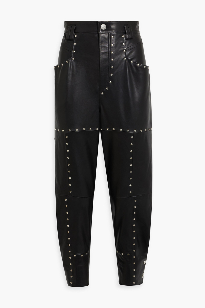 isabel marant - viamao studded leather tapered pants - black - fr 38