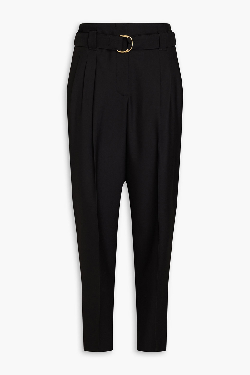 another tomorrow - pleated wool tapered pants - black - it 42