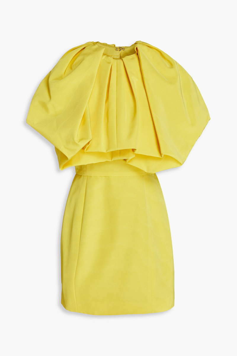 Oscar de la Renta - Convertible cotton-blend faille mini dress - Yellow - US 10