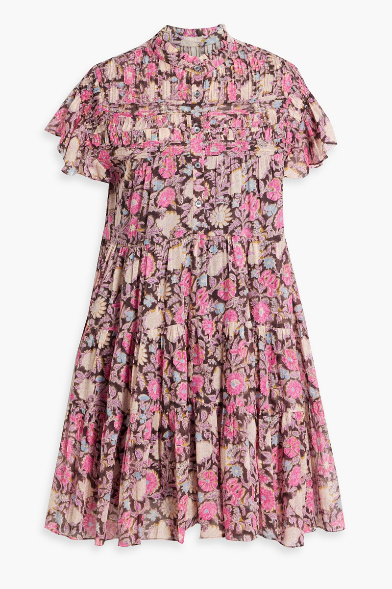 marant étoile - lanikaye tiered floral-print cotton-voile mini dress - pink - fr 34