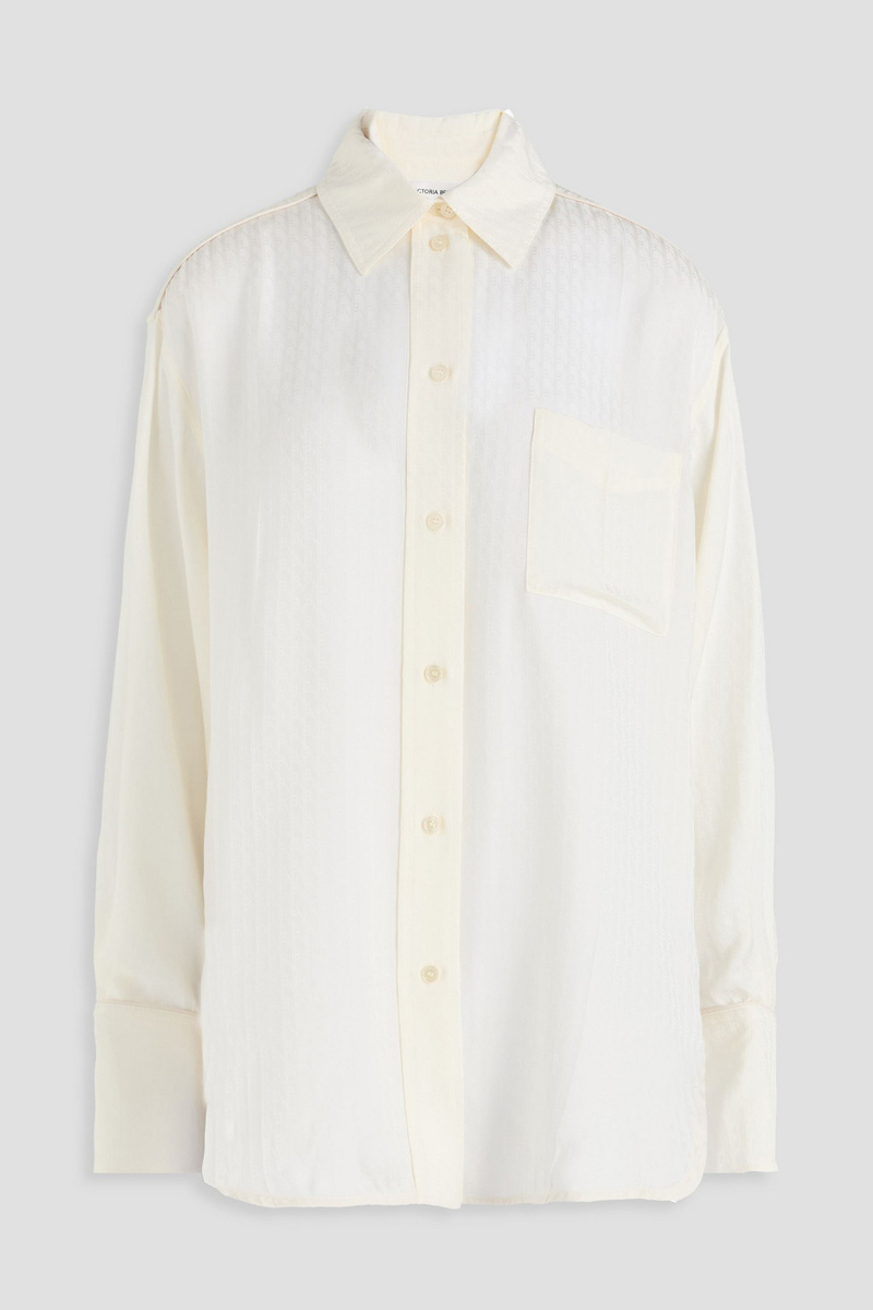 victoria beckham - satin-jacquard shirt - white - uk 14
