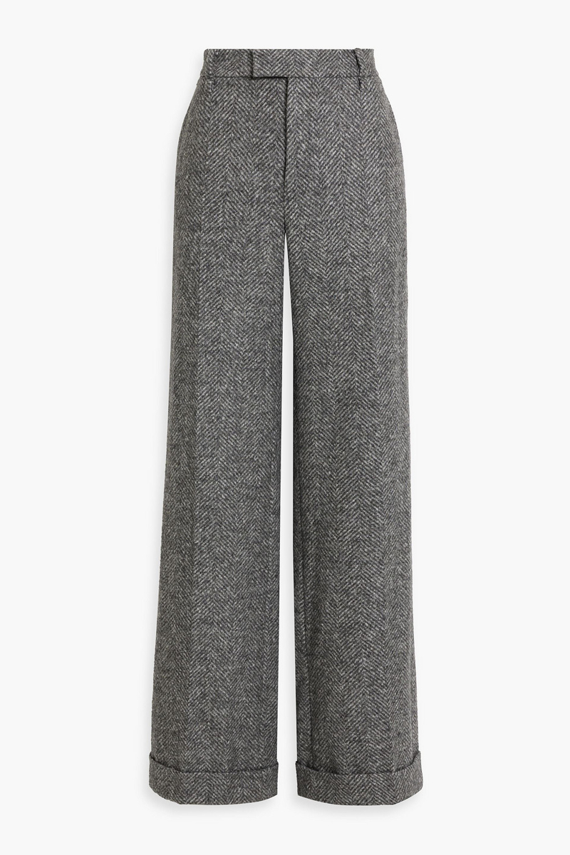 brunello cucinelli - herringbone tweed wide-leg pants - gray - it 42