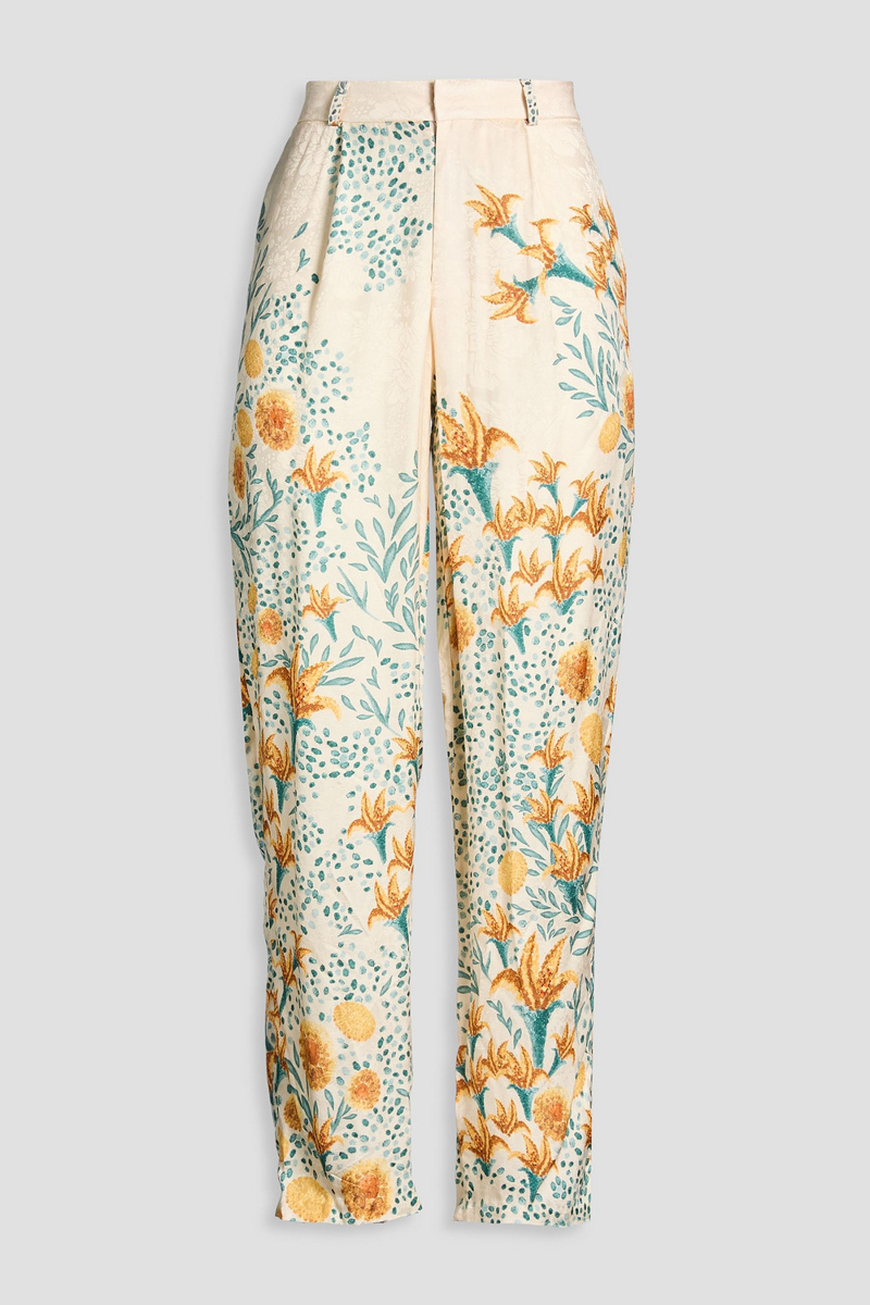 AGUA BY AGUA BENDITA - Floral-print EcoVero™-blend jacquard tapered pants - White - M