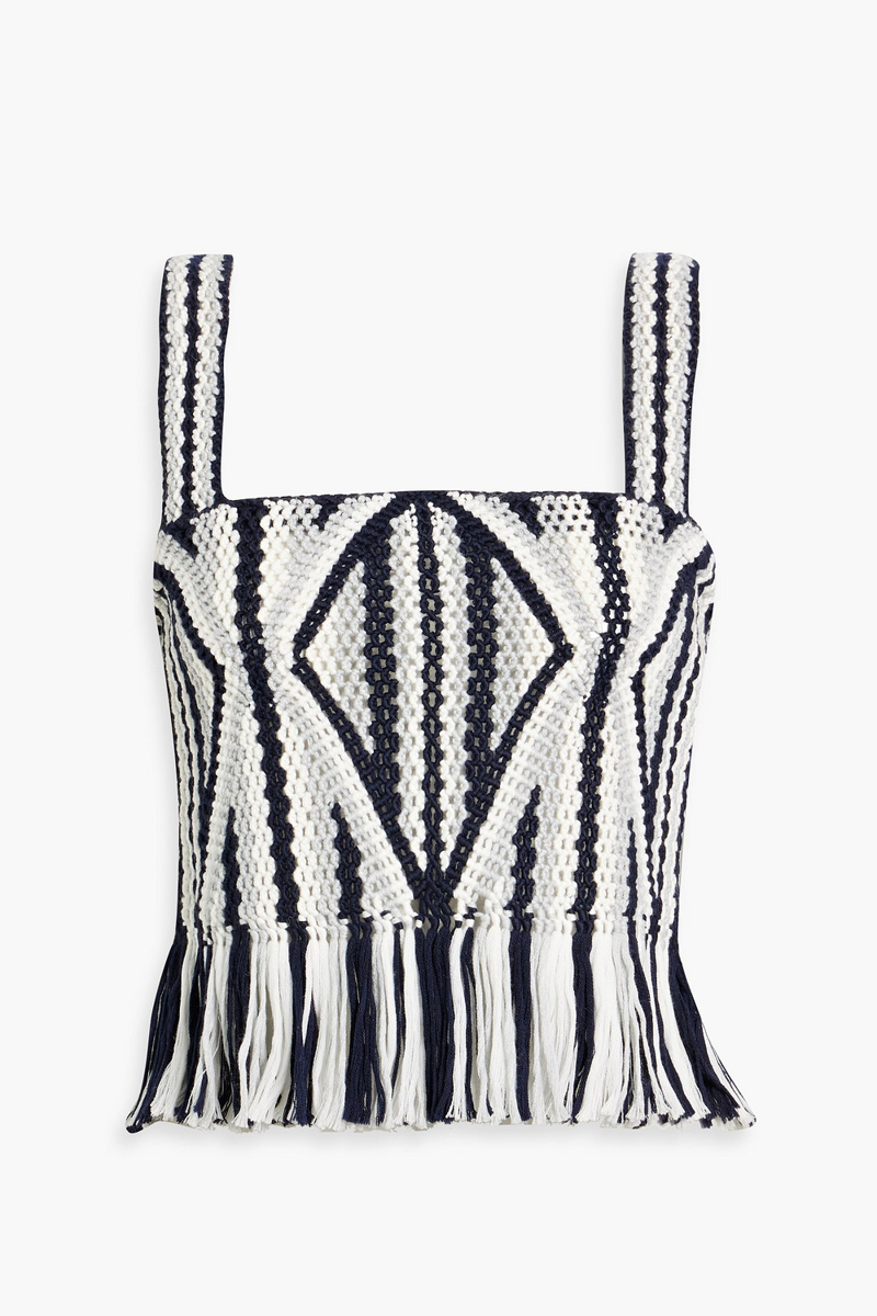 Gabriela Hearst - Amalia fringed crocheted wool top - Gray - M