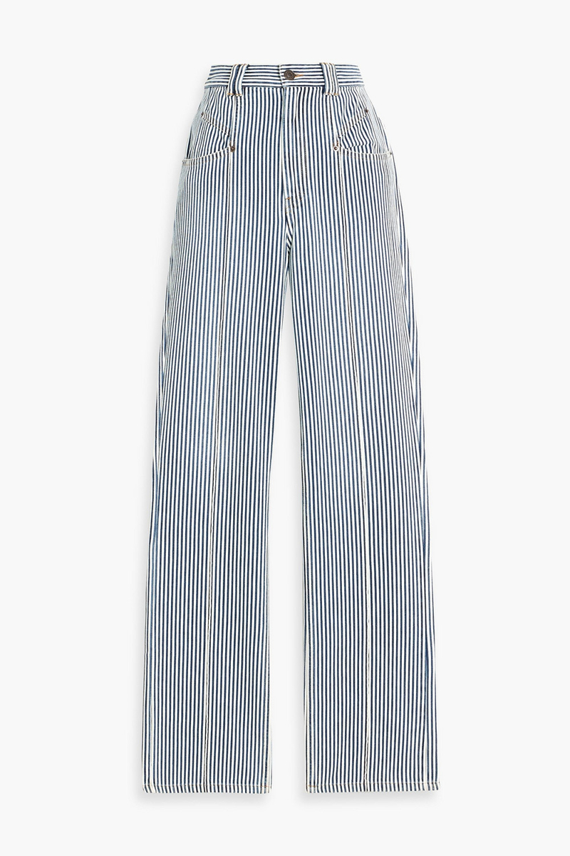 isabel marant - lirokae striped cotton-twill straight-leg pants - blue - fr 36