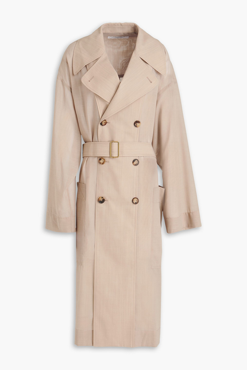 philosophy di lorenzo serafini - belted wool-blend trench coat - neutral - l
