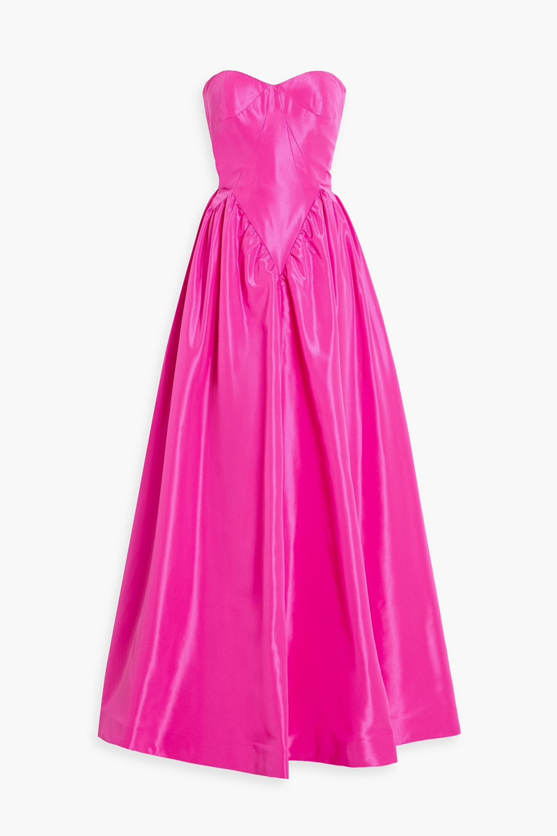 zac posen - strapless gathered taffeta gown - pink - us 4