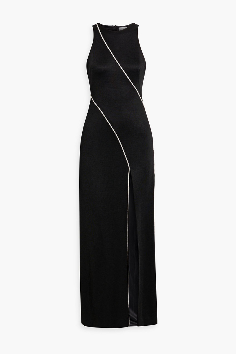 Galvan London - Crystal-embellished stretch-knit gown - Black - FR 34
