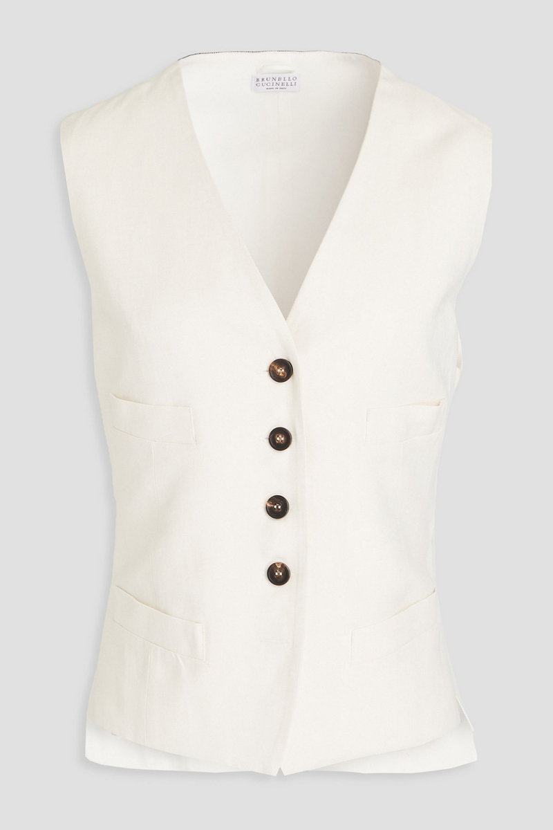 brunello cucinelli - slub woven vest - white - it 36
