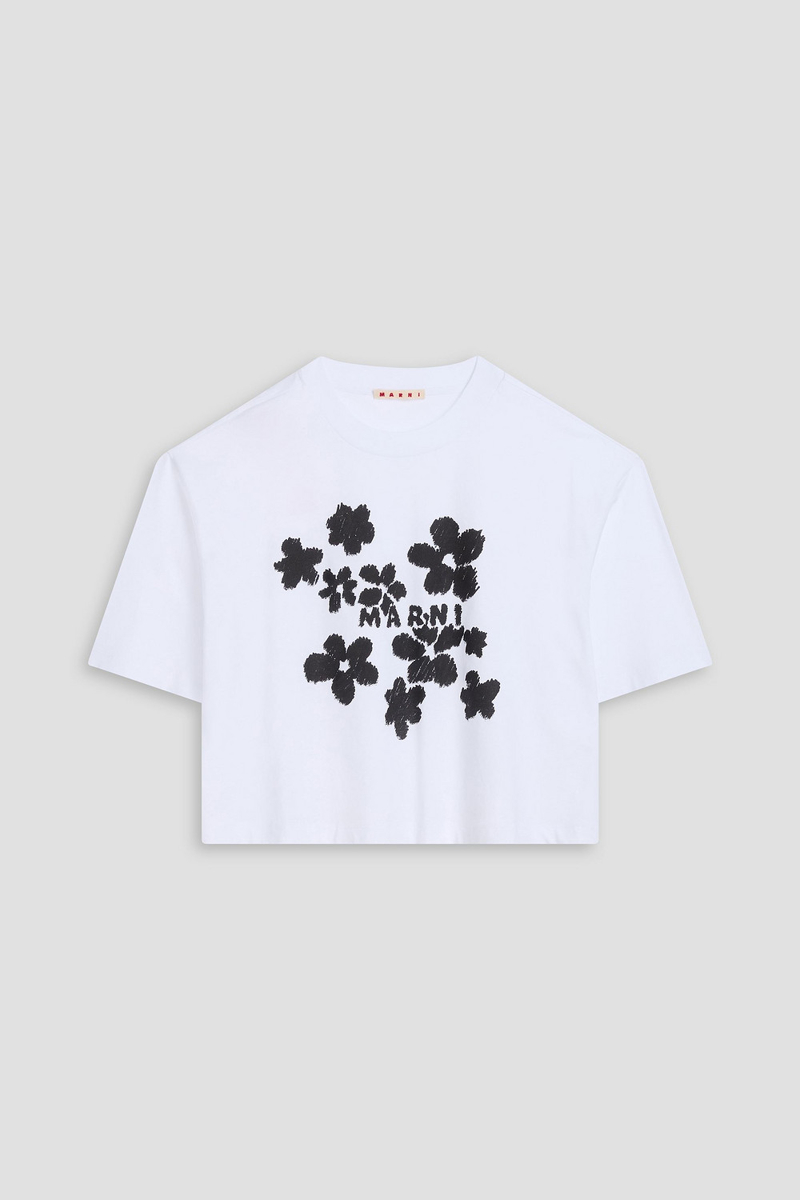 marni - cropped printed cotton-jersey t-shirt - white - it 36