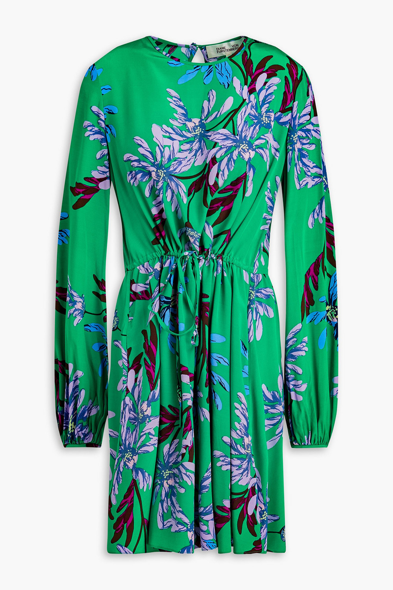 Diane von Furstenberg - Sydney floral-print crepe mini dress - Green - US 6