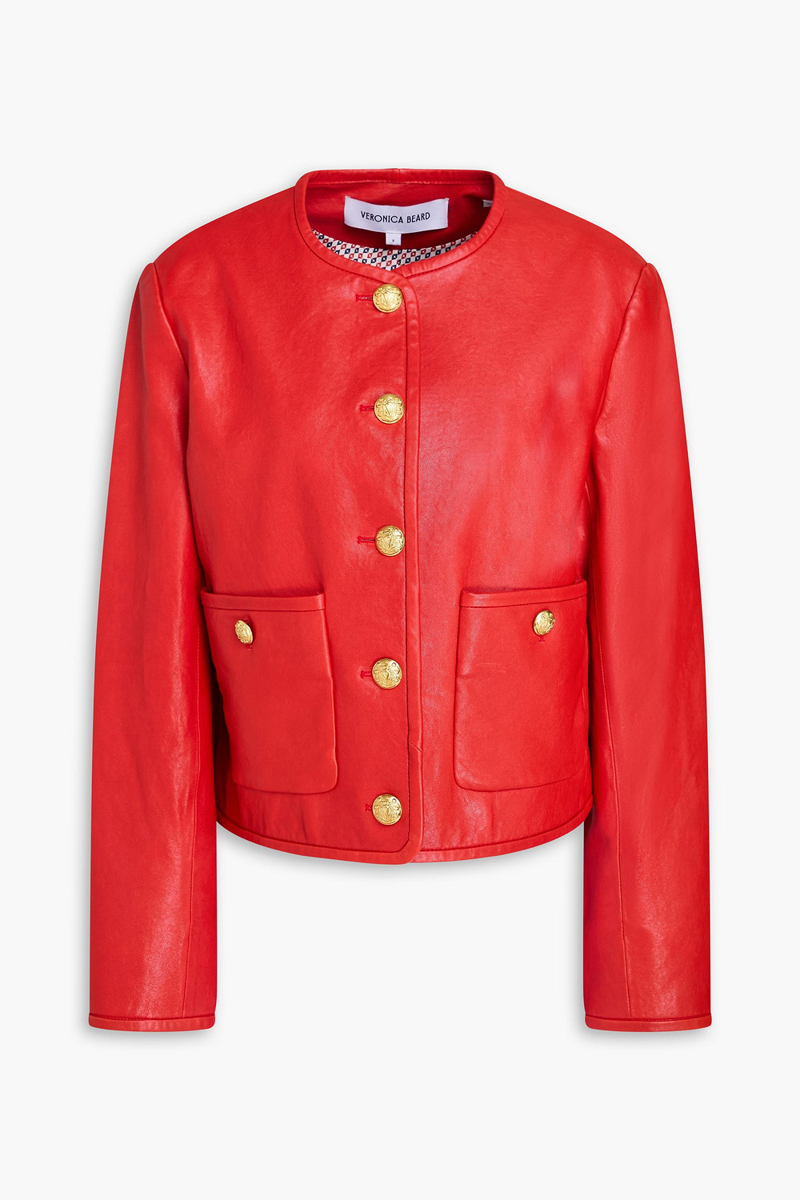 veronica beard - andrea leather jacket - red - us 0