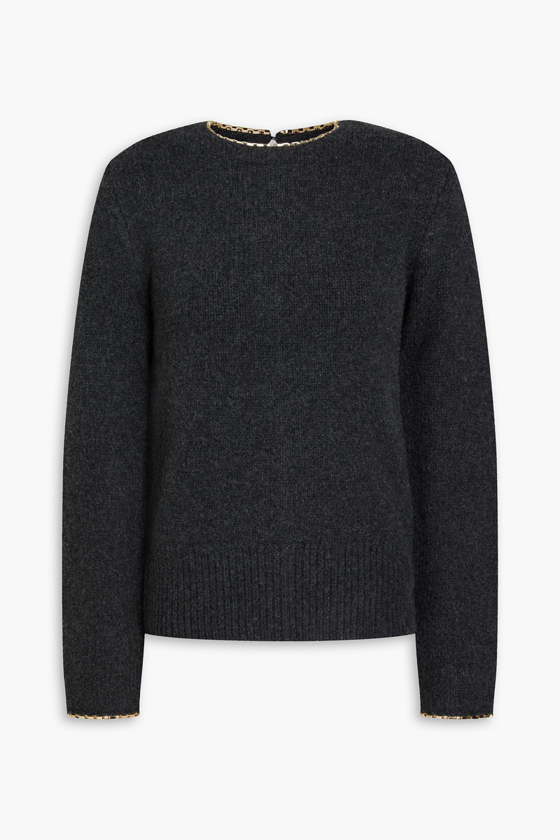 toteme - chain-embellished mélange wool and cashmere-blend sweater - gray - xxs