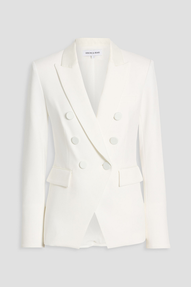 veronica beard - miller dickey double-breasted crepe blazer - white - us 00