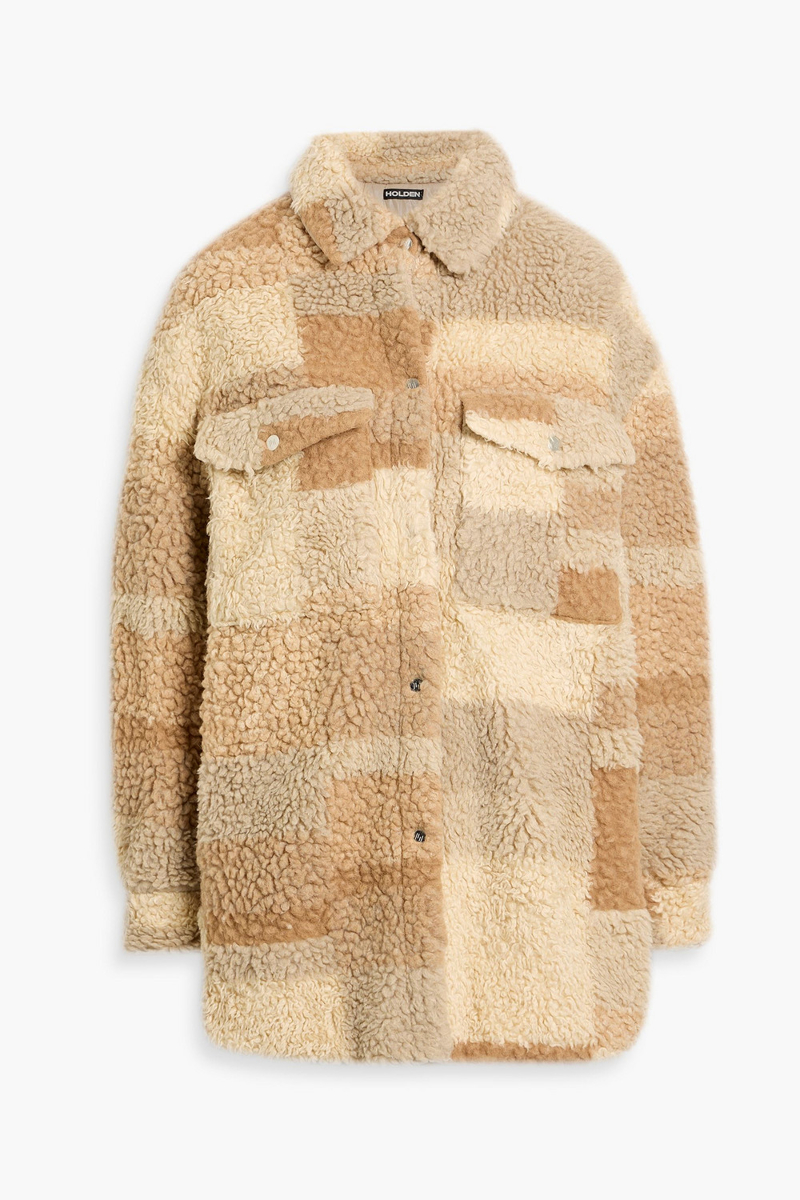 holden - shell-paneled printed teddy fleece jacket - neutral - xxs/xs