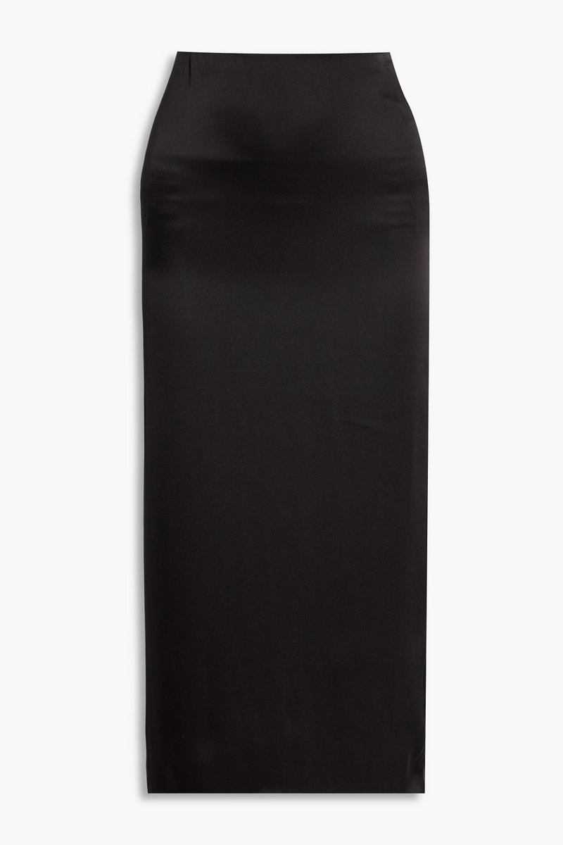veronica de piante - bianca washed-silk midi skirt - black - it 36