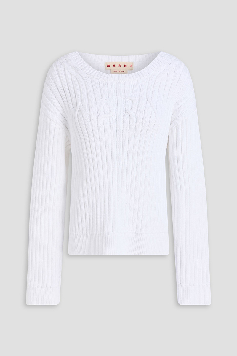 marni - ribbed cotton-blend sweater - white - it 36