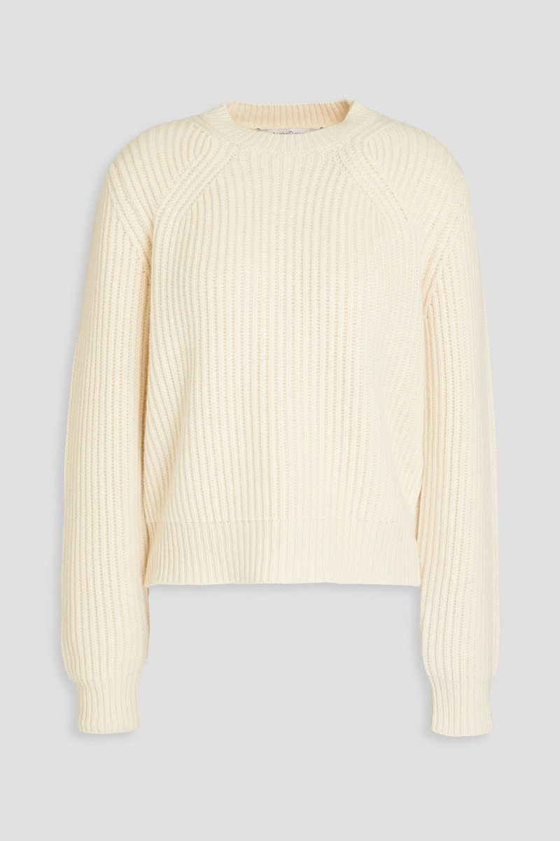 another tomorrow - ribbed cashmere and wool-blend sweater - white - l