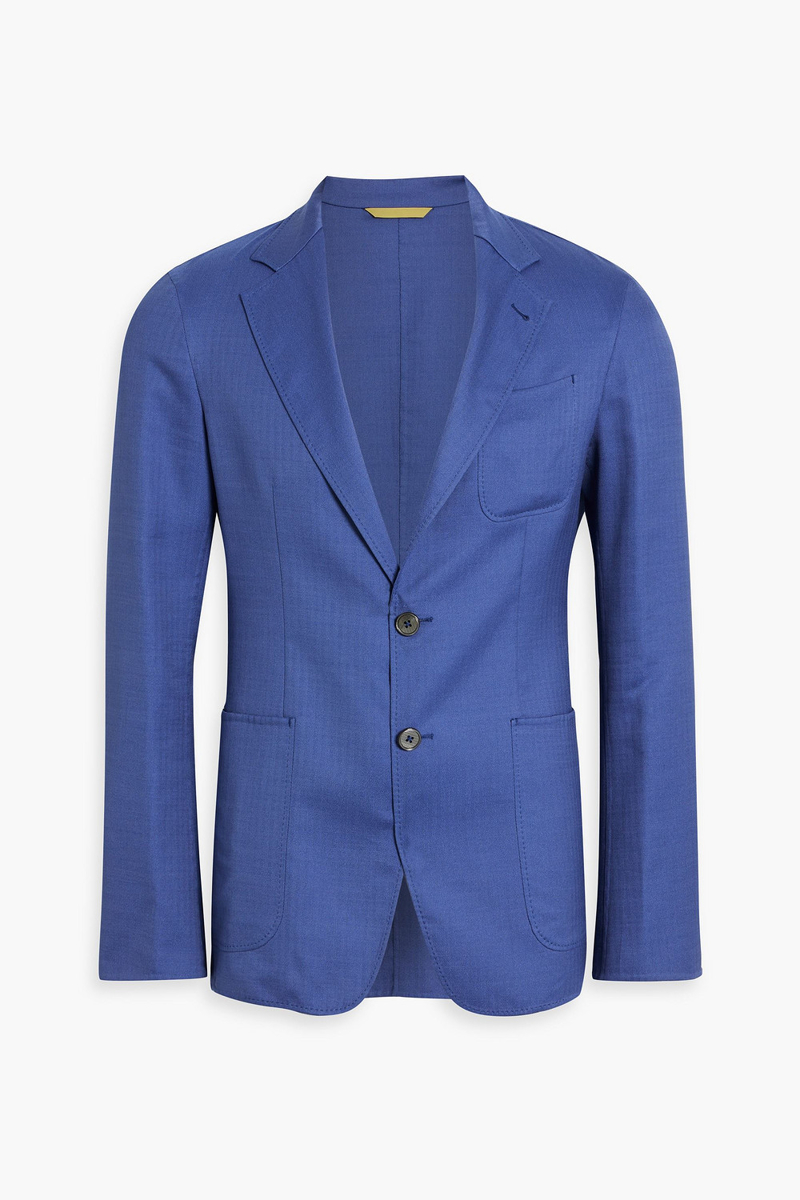 Canali - Herringbone jacquard blazer - Blue - IT 52