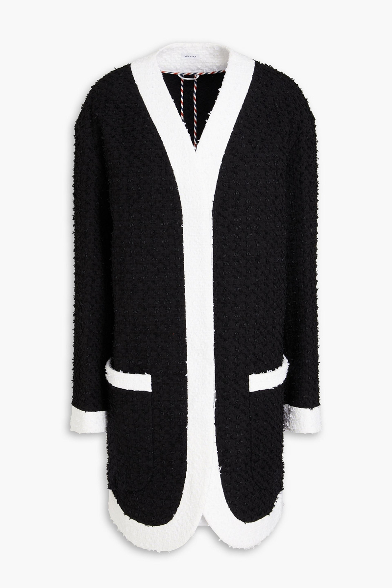 thom browne - two-tone cotton-blend tweed jacket - black - it 38