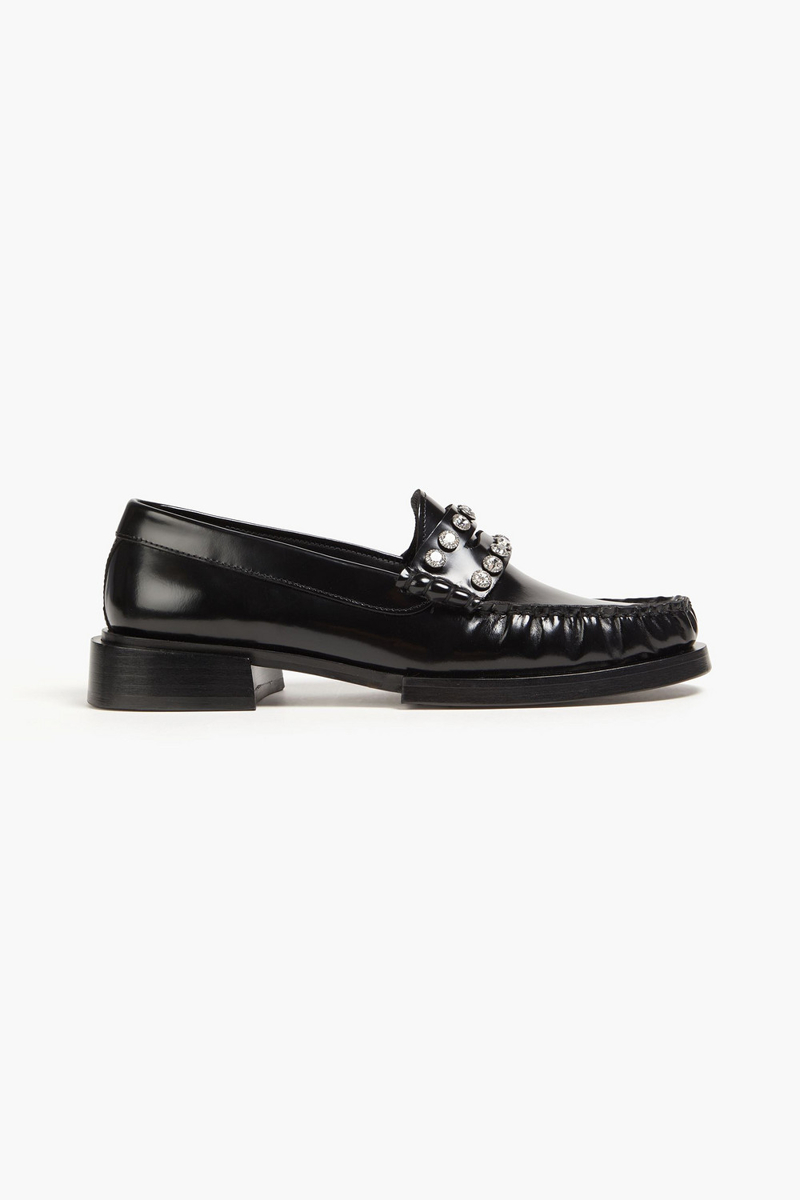 Sandro - Crystal-embellished patent-leather loafers - Black - EU 36