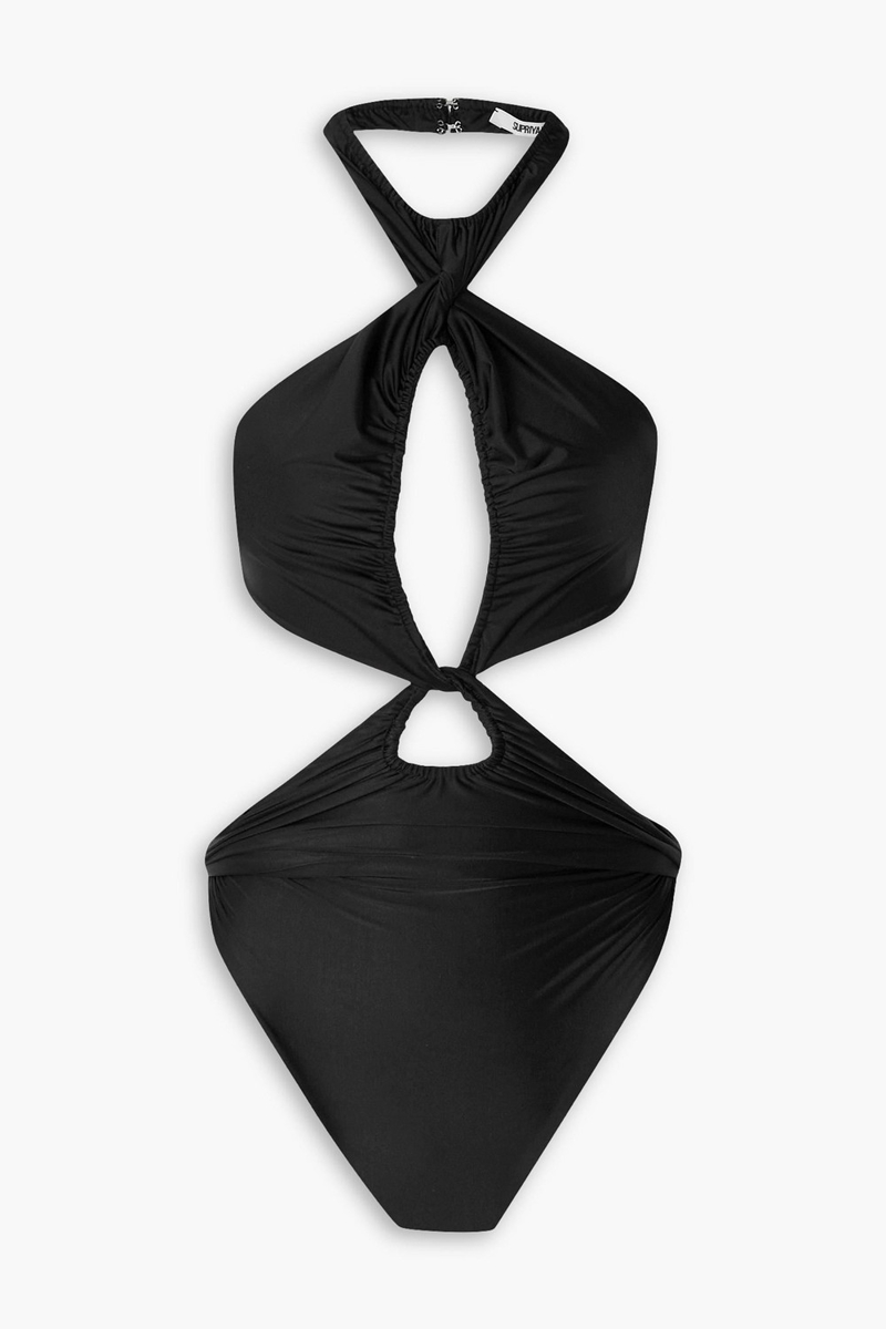 Supriya Lele - Twisted cutout stretch-jersey halterneck bodysuit - Black - L