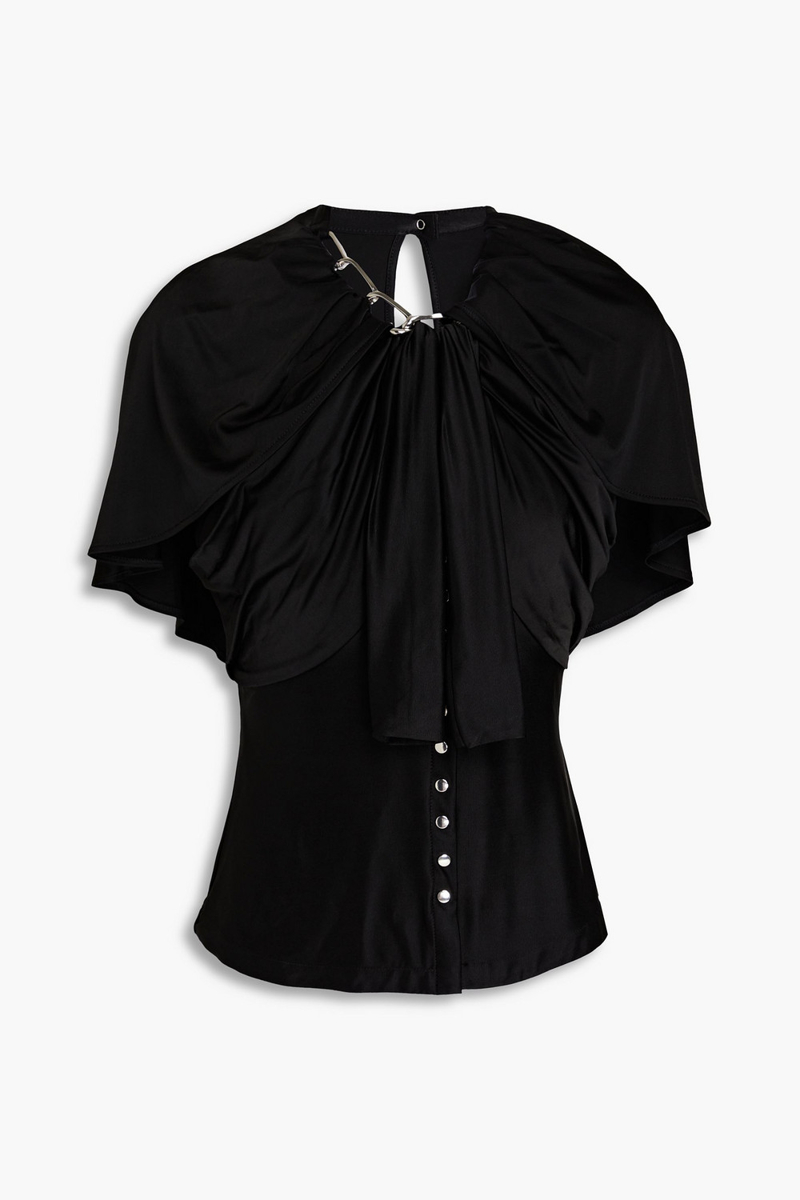 RABANNE - Layered chain-embellished jersey top - Black - FR 36