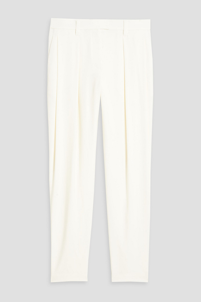 brunello cucinelli - pleated twill straight-leg pants - white - it 38