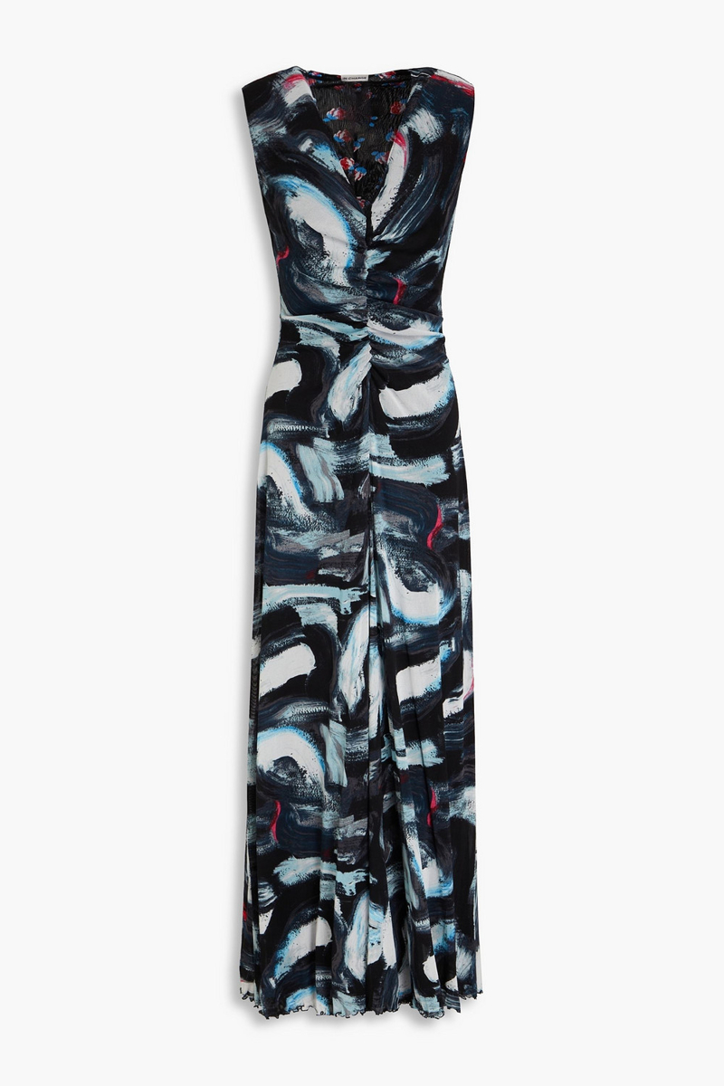 Diane von Furstenberg - Solveigh reversible printed stretch-mesh maxi dress - Black - M