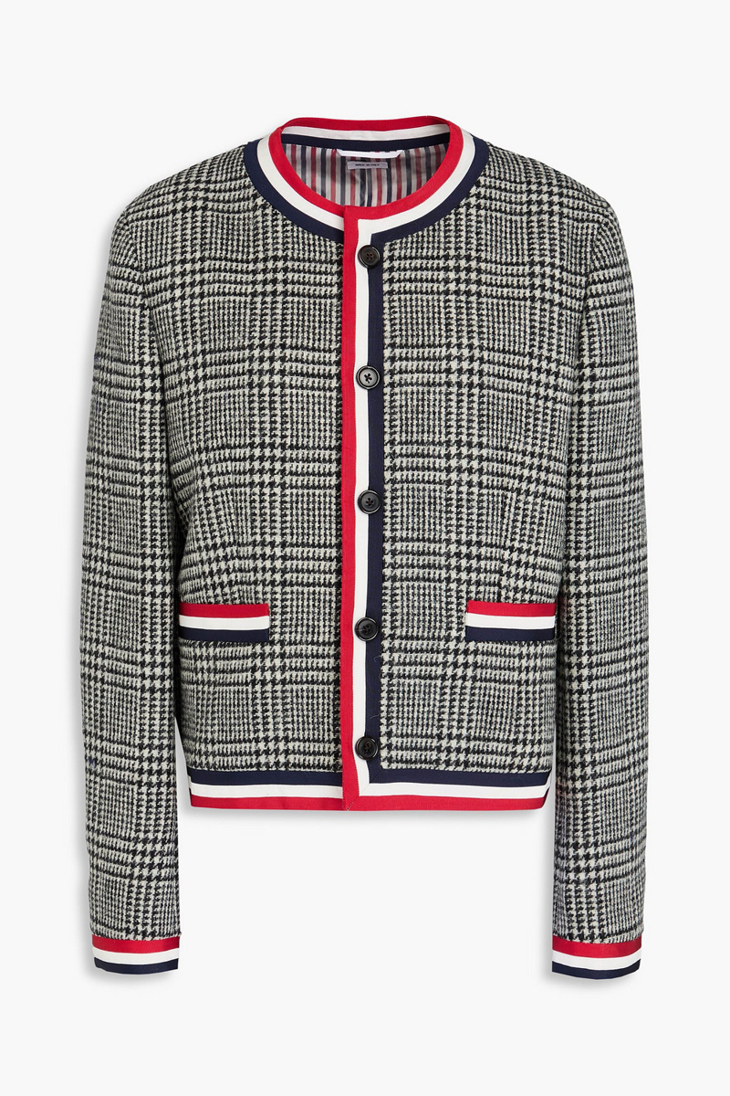 thom browne - prince of wales checked wool-tweed jacket - black - it 40