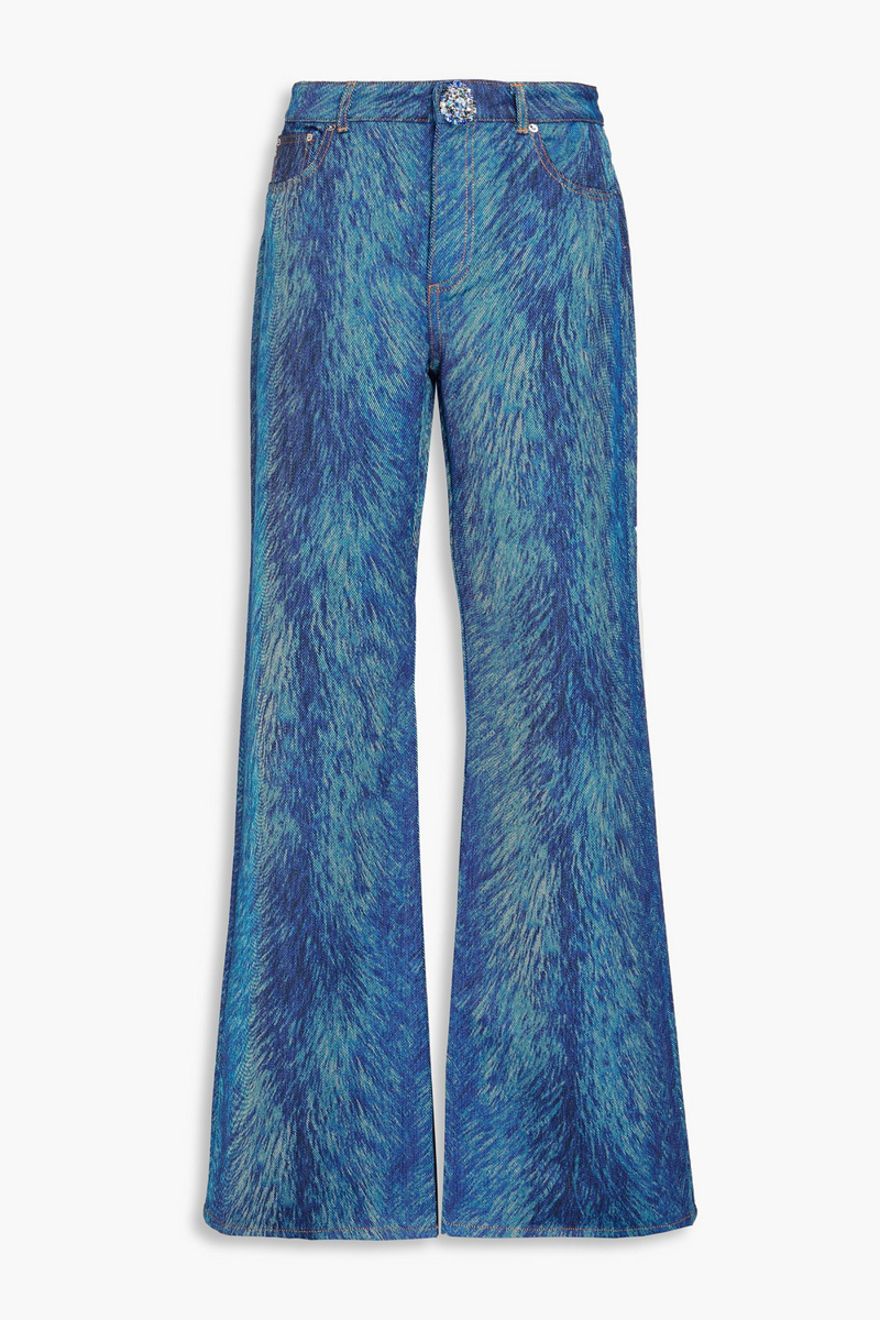 area - printed high-rise flared jeans - blue - 28