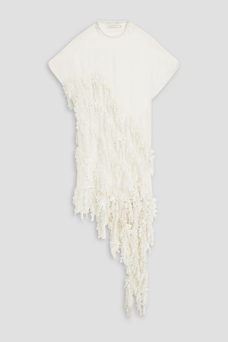 zimmermann - embellished linen and silk-blend organza dress - white - 00