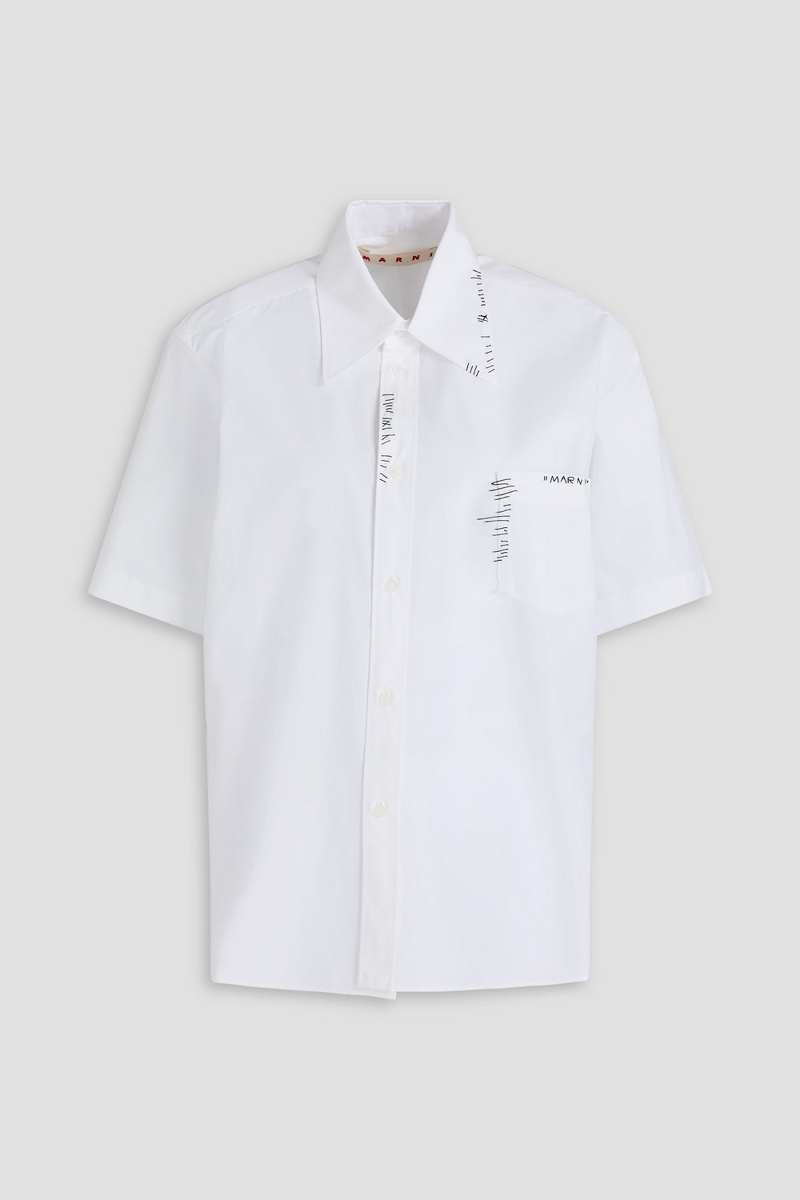 marni - embroidered cotton-poplin shirt - white - it 46