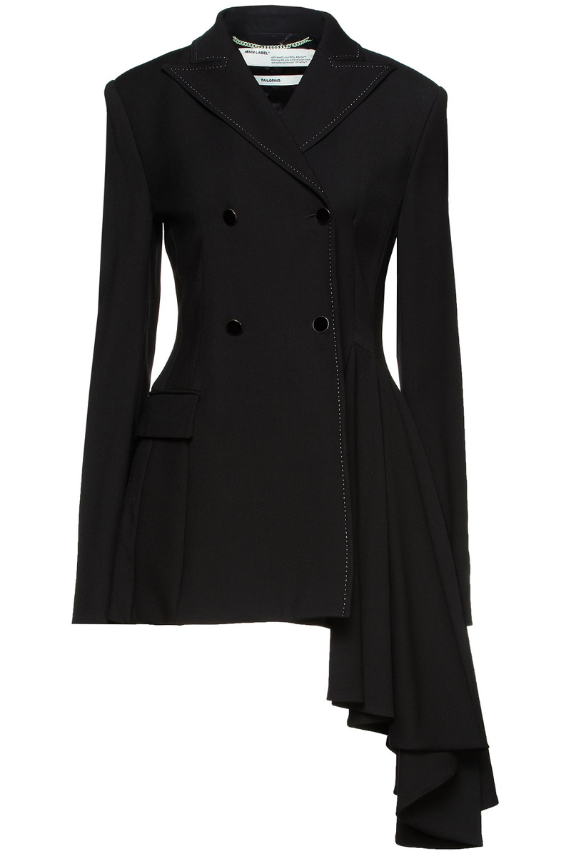 Off-White - Double-breasted asymmetric draped twill blazer - Black - IT 38