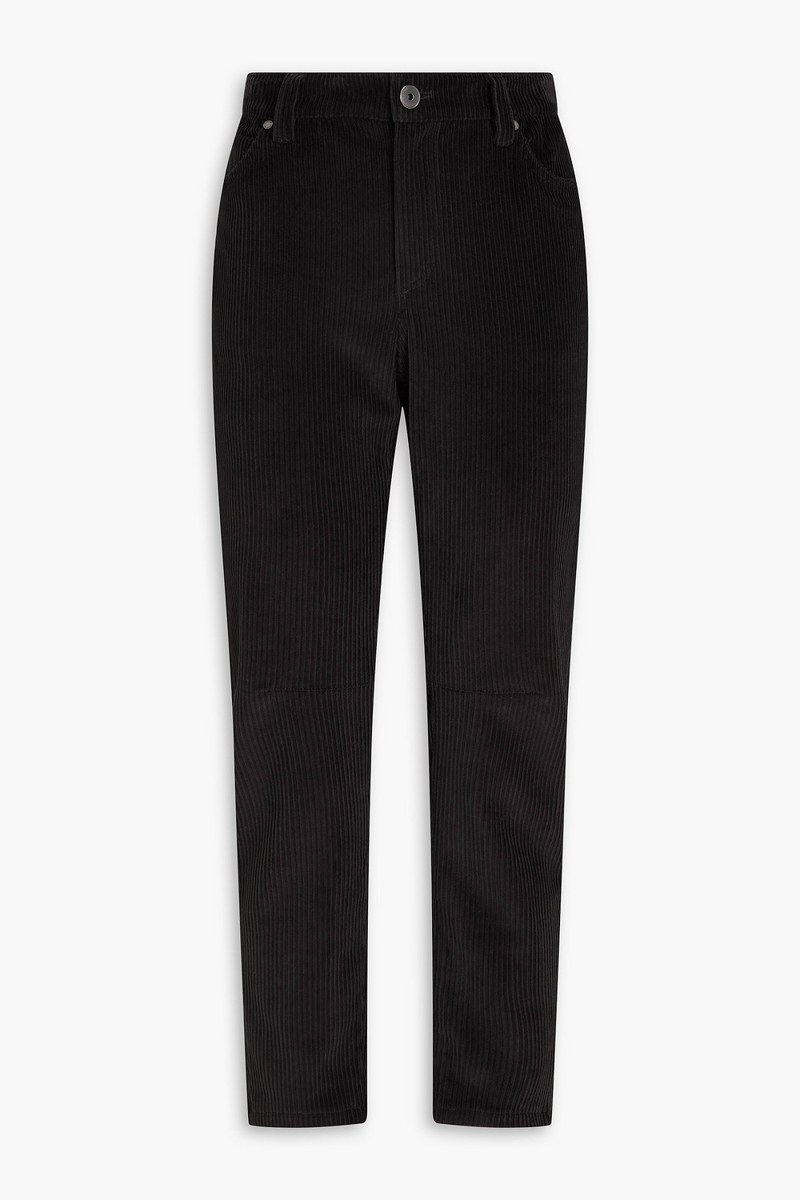 brunello cucinelli - cropped cotton-blend corduroy straight-leg pants - gray - it 36