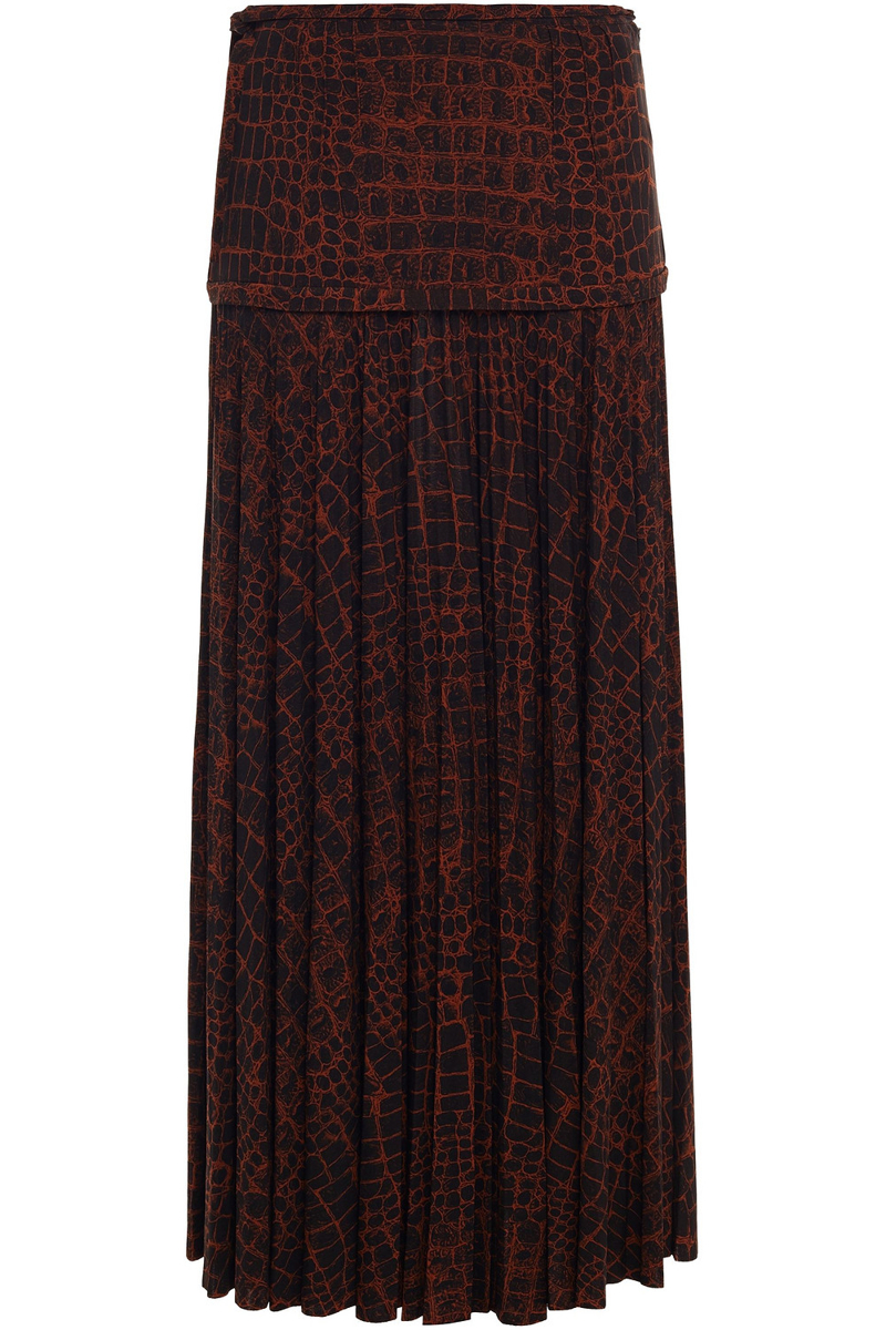 Proenza Schouler - Pleated printed jersey maxi skirt - Animal print - XS
