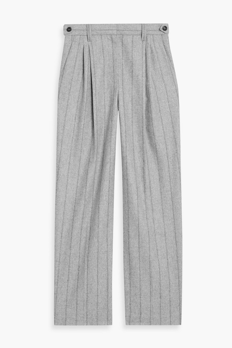 brunello cucinelli - pleated pinstriped wool-blend wide-leg pants - gray - it 38