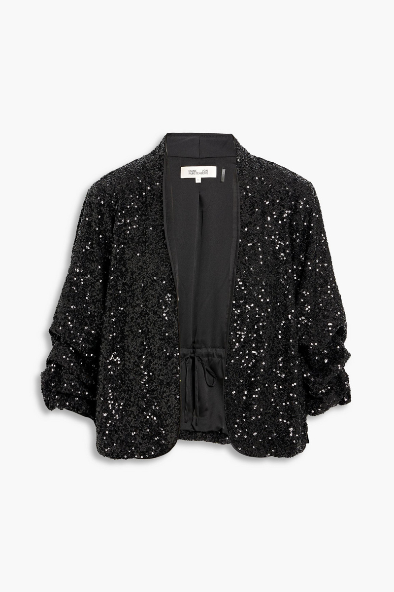 diane von furstenberg - laredo sequined mesh jacket - black - xs